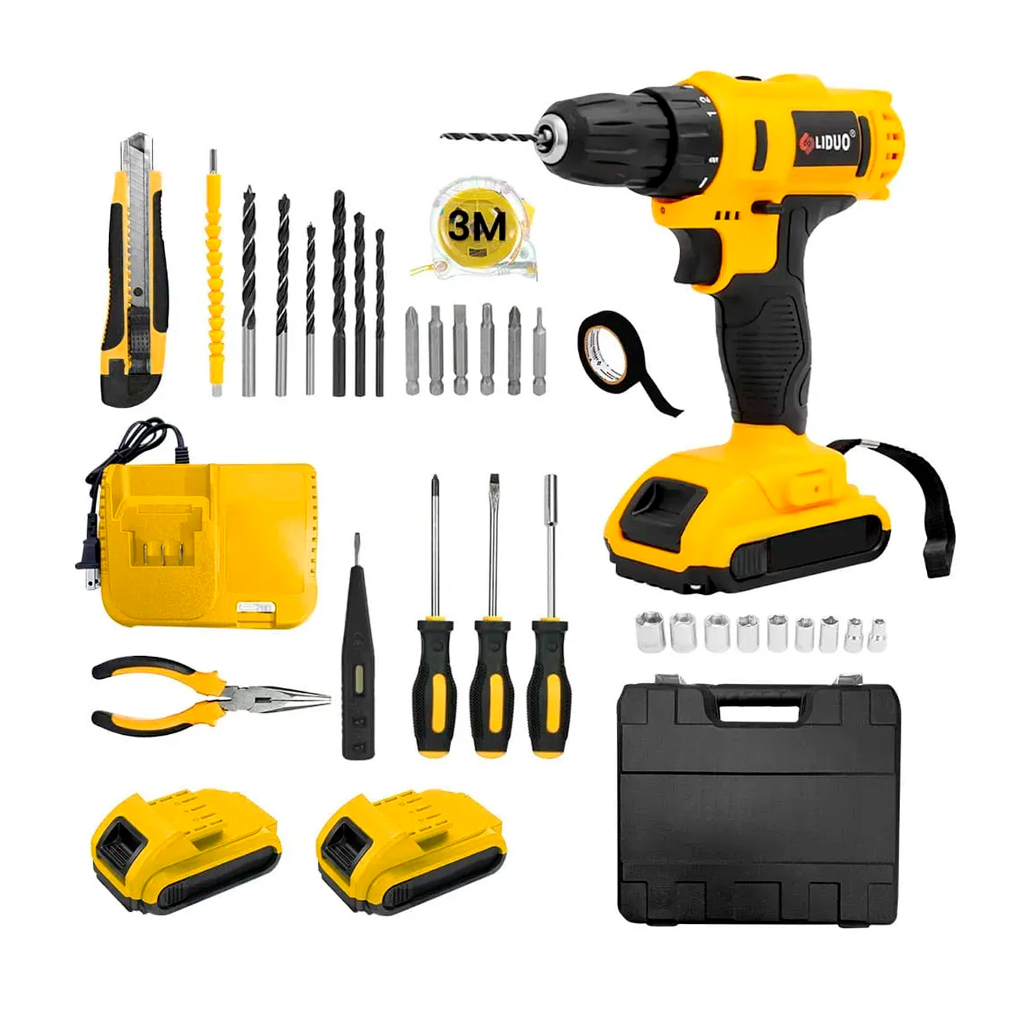 Set Herramienta Con Taladro Amarillo